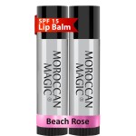 Moroccan Magic Beach Rose SPF 15 Lip Balm - Rose Vanilla | Argan Oil & Essential Oils | Family Owned | Cruelty Free | 2 Pack