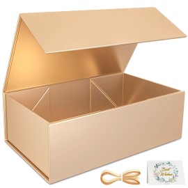 RYDDOY Rose Gold Gift Box, 12x6x4\'\' Gift boxes for Presents with Lids Magnetic Closure Rectangle Collapsible for Bridesmaid Proposal Box, Wedding, Christmas, Halloween, Birthday Gift Packging