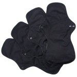 Asenappy 4 pcs Cloth Reusable Sanitary Pads Black and Wet Bag, Washable Cloth Menstrual Pads Panty Liners