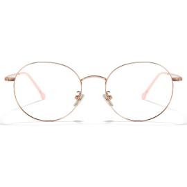 Cyxus Titanium Round Glasses for Men Computer Blue Light Filter Glasses UV Blocking Eyewear Ultralight Wire Frame Clear Lens Eyeglasses, Anti Eye Strain, Relieve Headache T66