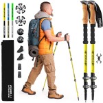 Foxelli Trekking Poles - Lightweight Collapsible Aircraft Grade Aluminum Hiking Poles with Cork Grips Quick Locks & All-Terrain Accessories - Pair of 2