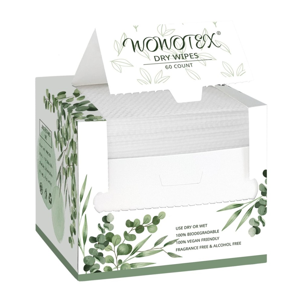 WOWOTEX Disposable Face Towel Biodegradable Large Dry Wipes 60 Count/Box Extra Thick Soft Clean Facial Towels for Sensitive Skin, Makeup Removing, Cleansing, Nursing, Travel, 1012 Inches
