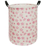 ACMUUNI 19.7 Inch Pink Flower Laundry Clothes Hamper Laundry Basket with Handles,Storage Organizer Bins Laundry Gift Basket for Room, Bedroom Decor