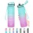 Enerbone 32 oz Water Bottle, Leakproof BPA & Toxic Free, Motivational Water Bottle with Times to Drink and Straw, Fitness Sports Water Bottle with Strap for Office, Gym, Outdoor Sports, Green-Purple