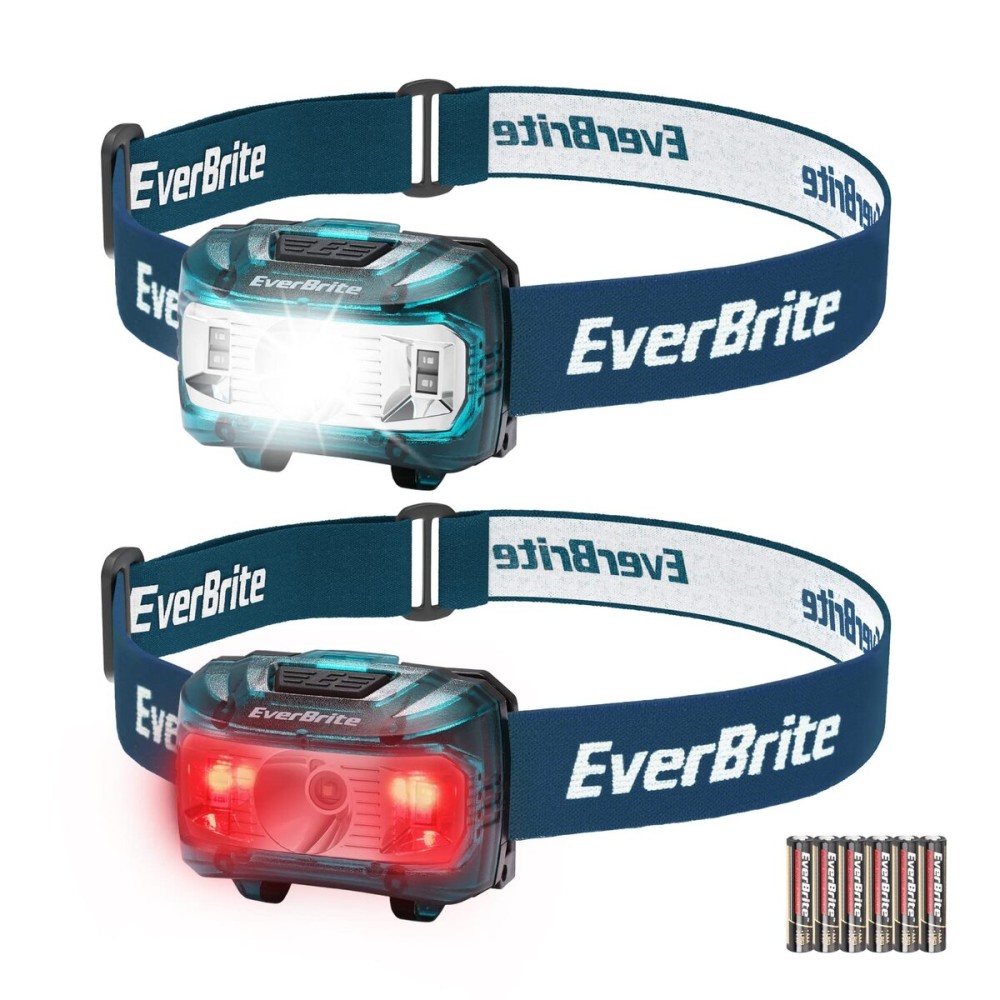 EverBrite Headlamp, 2 Pack Kids Headlamp with Red Light and Memory Function, Head Lamp for Adults and Kids with 5 Modes, Bright Headlamps for Camping, Running, Christmas Gifts, Batteries Included
