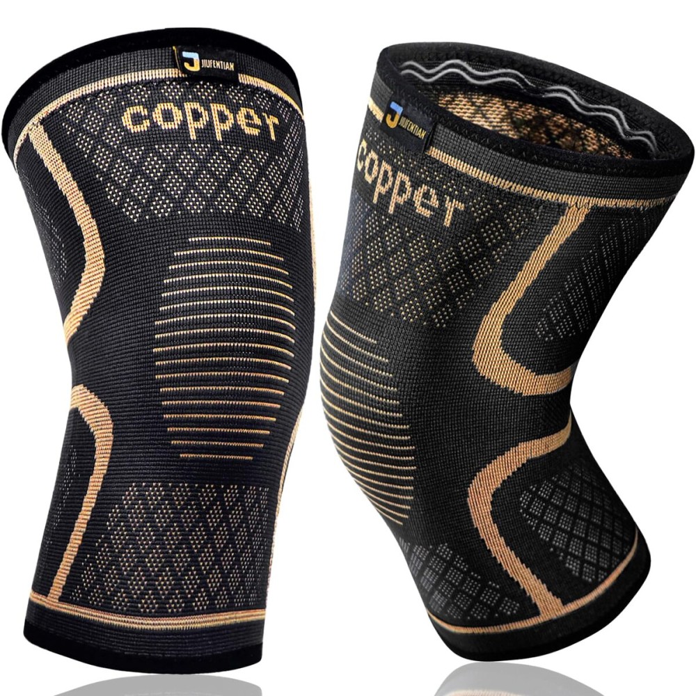 Copper Knee Braces for Men and Women (2 pack) -Knee Supports Copper Compression Knee Sleeve for Knee Pain, Arthritis, Sports and Recovery Support (Large)