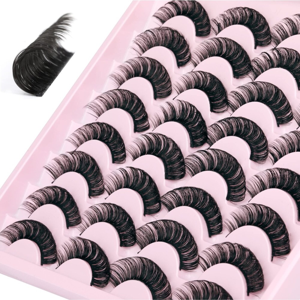 JIMIRE Russian Strip Volume Eyelashes DD Curl Wispy Fluffy False Eyelashes Look Like Lash Extensions Natural Lashes Pack 16 Pairs