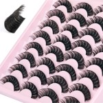 JIMIRE Russian Strip Volume Eyelashes DD Curl Wispy Fluffy False Eyelashes Look Like Lash Extensions Natural Lashes Pack 16 Pairs