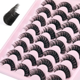 JIMIRE Russian Strip Volume Eyelashes DD Curl Wispy Fluffy False Eyelashes Look Like Lash Extensions Natural Lashes Pack 16 Pairs