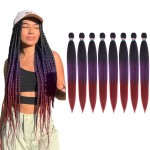RUN SHUI Ombre Pre stretched Braiding Hair, 36 Inch 3 tones Braid Hair Extensions, 8 packs Multi Color blend braiding hair pre-stretched, Crochet Hair Braiding(36\'\'-8packs,1b/purple/burg)