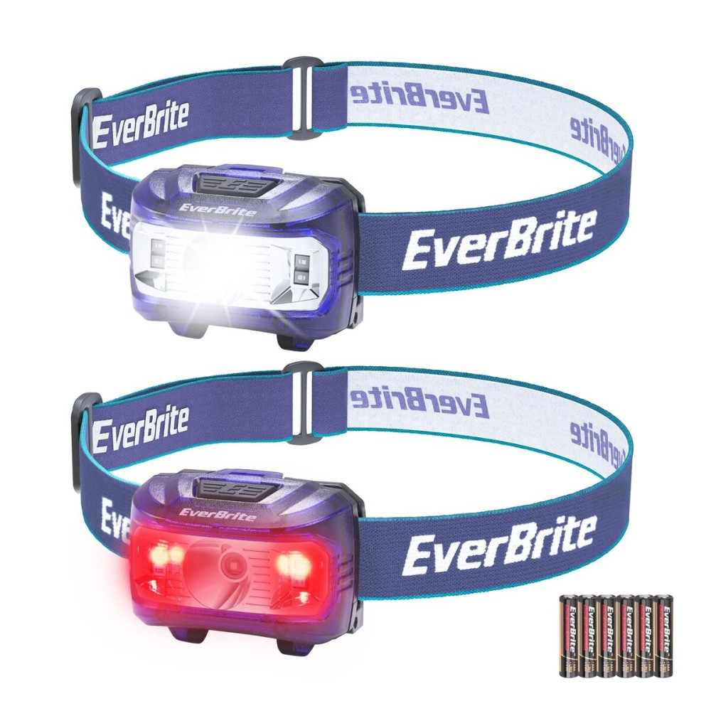 EverBrite Headlamp, 2 Pack Kids Headlamp with Red Light and Memory Function, Head Lamp for Adults and Kids with 5 Modes, Bright Headlamps for Camping, Running, Christmas Gifts, Batteries Included