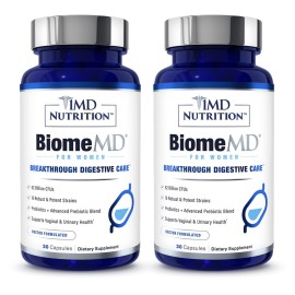 1MD Nutrition BiomeMD Probiotics for Women - 62 Billion CFUs, 16 Strains with Prebiotics | Supports Vaginal & Urinary Health - Doctor-Formulated | 30 Capsules (2-Pack)