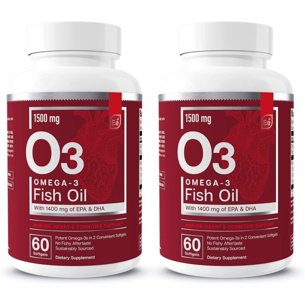 Essential Elements Omega-3 Fish Oil Supplement with EPA & DHA | Fatty Acids for Immune, Heart & Cognitive Support | Omega-3 Fish Oil 120 Softgels (2-Pack)