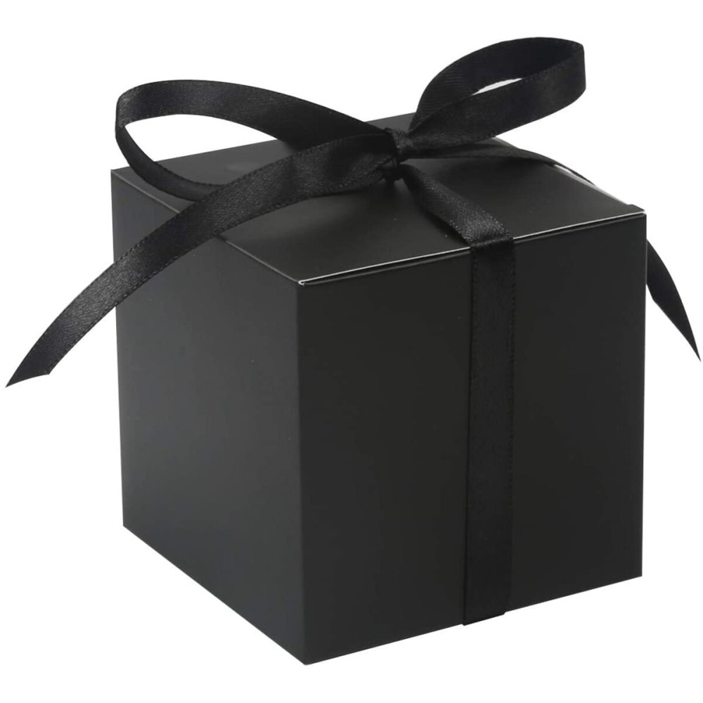 COTOPHER 25pcs Wedding Favor Boxes, Paper Gift Boxes 3x3x3 Inches Small Gift Boxes with Ribbons for Gifts, Crafting, Cupcake, Candy, Bridesmaid Proposal Boxes