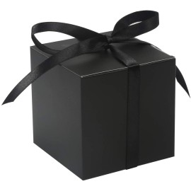 COTOPHER 25pcs Wedding Favor Boxes, Paper Gift Boxes 3x3x3 Inches Small Gift Boxes with Ribbons for Gifts, Crafting, Cupcake, Candy, Bridesmaid Proposal Boxes