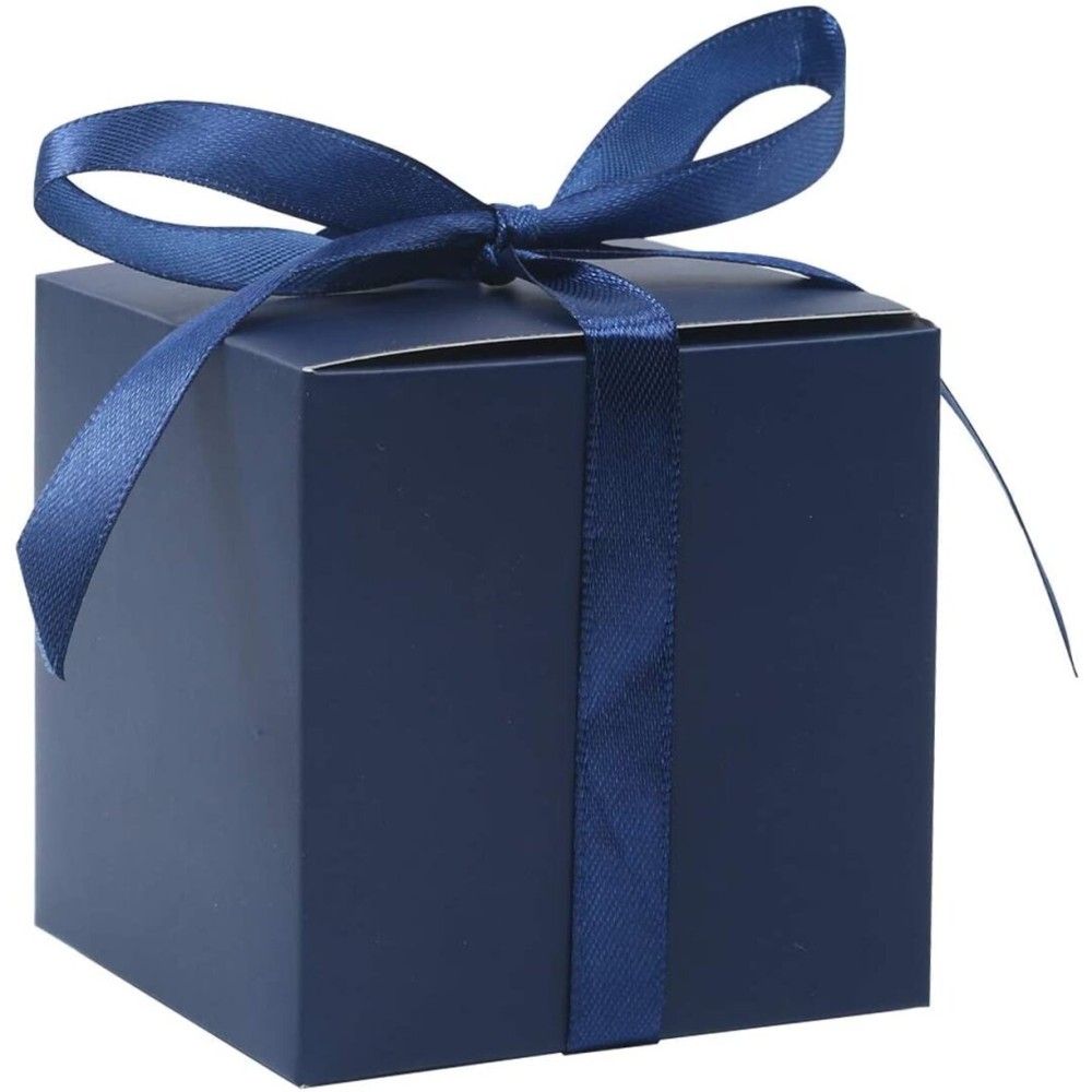 COTOPHER 25pcs Wedding Favor Boxes, Paper Gift Boxes 3x3x3 Inches Small Gift Boxes with Ribbons Small Boxes for Gifts, Crafting, Cupcake, Candy, Bridesmaid Proposal Boxes