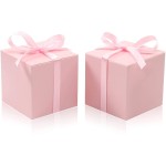 COTOPHER 60pcs Wedding Favor Boxes, Paper Gift Boxes 3x3x3 Inches Small Gift Boxes with Ribbons Small Boxes for Gifts, Crafting, Cupcake, Candy, Bridesmaid Proposal Boxes