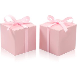 COTOPHER 60pcs Wedding Favor Boxes, Paper Gift Boxes 3x3x3 Inches Small Gift Boxes with Ribbons Small Boxes for Gifts, Crafting, Cupcake, Candy, Bridesmaid Proposal Boxes