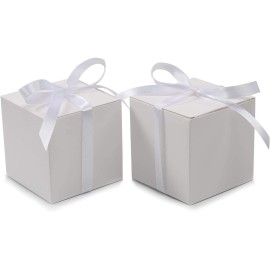 COTOPHER 25pcs Wedding Favor Boxes, Paper Gift Boxes 3x3x3 Inches Small Gift Boxes with Ribbons for Gifts, Crafting, Cupcake, Candy, Bridesmaid Proposal
