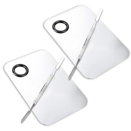 ALIOBC 2 Pcs Makeup Mixing Palette, Upgrad Stainless Steel Metal Foundation Palette with Spatula Artist Tool for Mixing Foundation Nail-Art 5.9x3.9 in