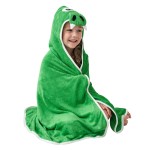 HIPHOP PANDA Hooded Towel - Rayon Made from Bamboo, Bath Towel with Bear Ears for Newborn, Babie, Toddler, Infant - Absorbent Large Baby Towel - Dinosaur, 37.5 x 37.5 Inch