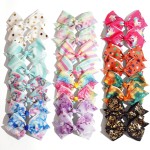 24PCS 4.5Inch Bows for Girls Boutique Grosgrain Ribbon Rainbow Hair Bow Alligator Hair Clips Pigtail Bows Unicorn Hair Clips for Baby Girls Toddler Kids Children Teens in Pairs