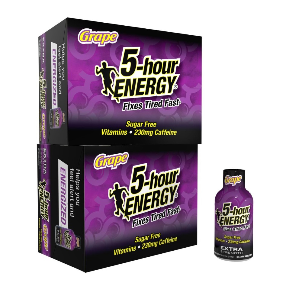5-hour ENERGY Extra Strength Energy Shot, Grape Flavor (1.93 oz. - 24 Count) Zero Calories & Sugar-Free 230 mg Caffeinated Shot, Amino Acids & B Vitamins, Dietary Supplements