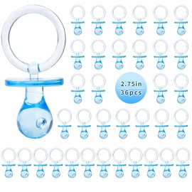 Pacifiers for Baby Shower Game, 36 Plastic Pacifiers for Baby Shower Decoration DIY, Large Size Baby Shower Pacifiers, Gender Reveal Party Table Scatter/Hunt Baby Shower Game Props(Blue, 2.75 in)