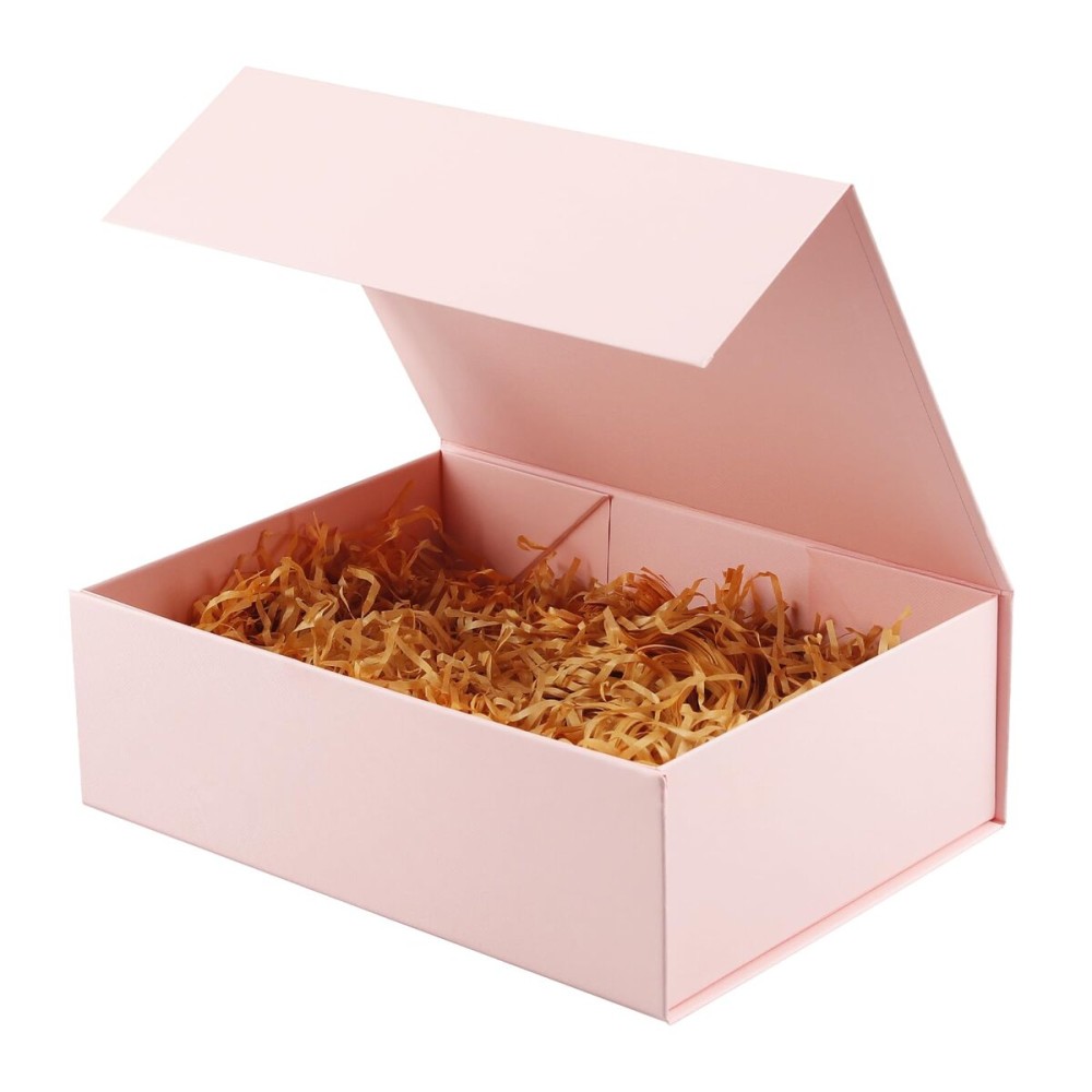 Rsgift Pink Gift Box,Collapsible 7.8 x7x 3.1 Inches Gift Box with Lid,Magnetic Closure Matte Textured Finish Box for Wedding Gifts