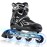 2PM SPORTS Vinal Girls Adjustable Flashing Inline Skates, All Wheels Light Up, Fun Illuminating Skates for Kids and Men - Silver L