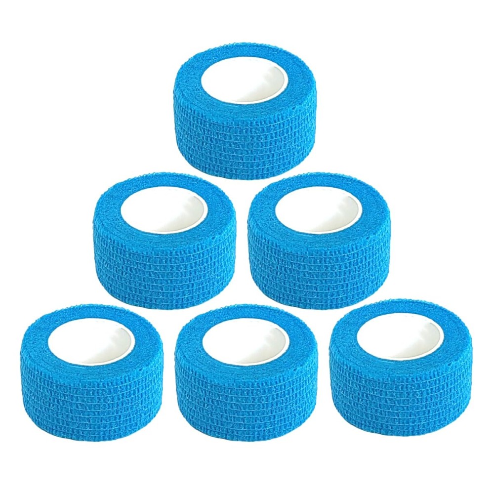 Baisunt 6 Pack 1 Inches Cohesive Bandage Self Adhesive Wrap Elastic Self Adherent Vet Wrap Breathable Self Stick Tape for Wrist, Ankle, Sports, Tatoo Wrap(5 Yards, Blue)