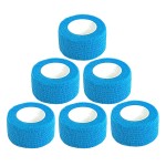 Baisunt 6 Pack 1 Inches Cohesive Bandage Self Adhesive Wrap Elastic Self Adherent Vet Wrap Breathable Self Stick Tape for Wrist, Ankle, Sports, Tatoo Wrap(5 Yards, Blue)