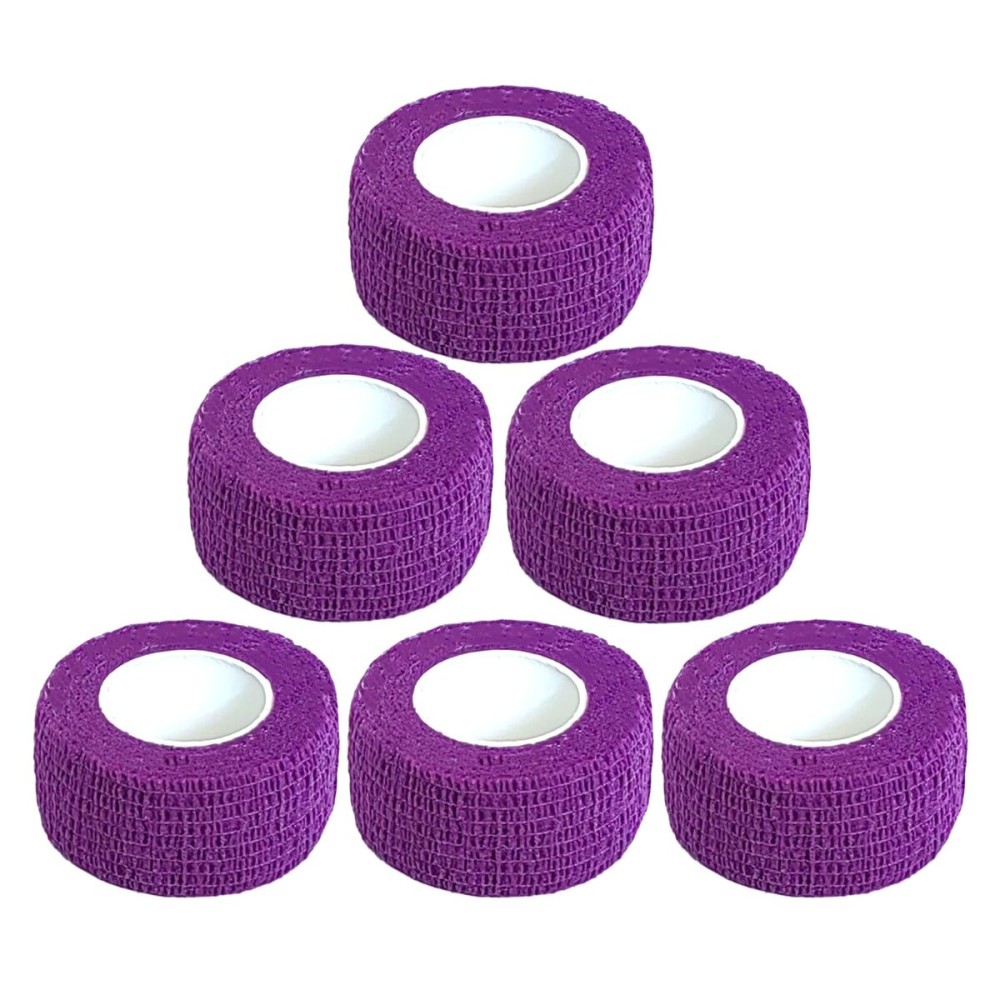 Baisunt 6 Pack 1 Inches Cohesive Bandage Self Adhesive Wrap Elastic Self Adherent Vet Wrap Breathable Self Stick Tape for Wrist, Ankle, Sports, Tatoo Wrap(5 Yards, Purple)