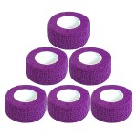 Baisunt 6 Pack 1 Inches Cohesive Bandage Self Adhesive Wrap Elastic Self Adherent Vet Wrap Breathable Self Stick Tape for Wrist, Ankle, Sports, Tatoo Wrap(5 Yards, Purple)