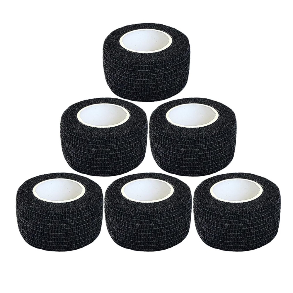 Baisunt 6 Pack 1 Inches Cohesive Bandage Self Adhesive Wrap Elastic Self Adherent Vet Wrap Breathable Self Stick Tape for Wrist, Ankle, Sports, Tatoo Wrap(5 Yards, Black)