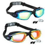 EWPJDK Swim Goggles - 2 Pack Swimming Goggles Anti Fog No Leaking For Adult Women Men (Aqua & Orange)
