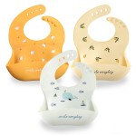 YINGJEE Silicone Baby Bibs, Adjustable Baby Bib for Girls and Boys Babies & Toddlers, Waterproof Soft Durable Bibs with Food Catcher BPA Free (color 01)