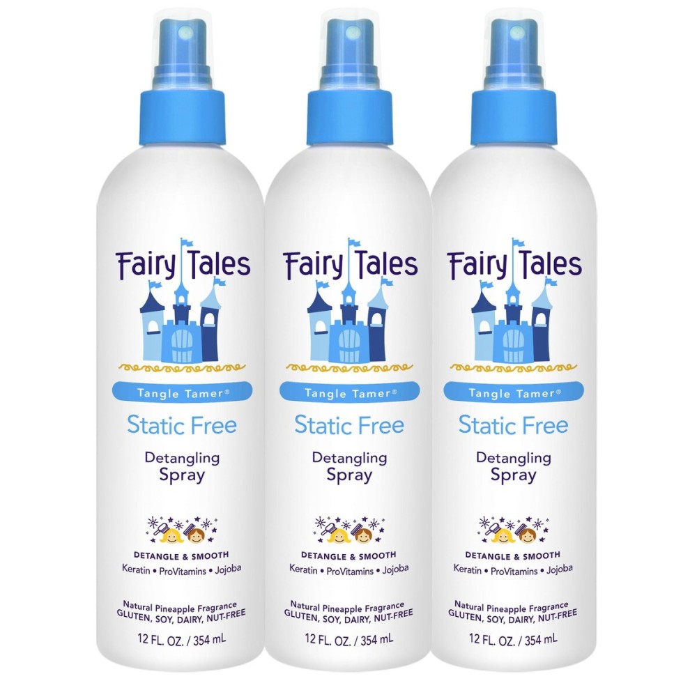 Fairy Tales Tangle Tamer Static Free Detangling Spray - Detangler Spray for Kids - Paraben Free, Sulfate Free, Gluten Free, Nut Free - 12 oz (3 Pack)