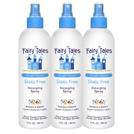 Fairy Tales Tangle Tamer Static Free Detangling Spray - Detangler Spray for Kids - Paraben Free, Sulfate Free, Gluten Free, Nut Free - 12 oz (3 Pack)