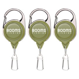 Booms Fishing RG1 Fly Fishing Zinger Retractor - Retractable Tether 3pcs Green