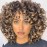 AIDUSA Short Loose Curly Wigs for Black Women Ombre Wig with Bangs Ombre Blonde Wigs for Women Curly Wig Afro Synthetic Soft Hair (T27 Black to Dark Blonde)
