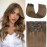 Honsoo Clip in Human Hair Extensions, Ash Brown Hair Extensions Real Human Hair 70g 7pcs 12Inch Silky Straight Brown Natural Hair