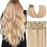 Honsoo Hair Extensions Clip Ins Strawberry Blonde to Bleach Blonde Highlights Balayage Real Human Hair Natural & Straight Thick Hair Extensions 70g 12Inch 7pcs