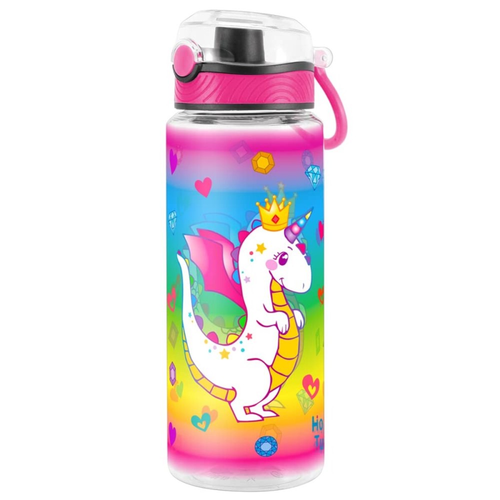 Home Tune Cute Water Bottle for School Kids Girls, BPA FREE Tritan & Leak Proof & Easy Clean & Carry Handle, 23oz/ 680ml (Dragon)