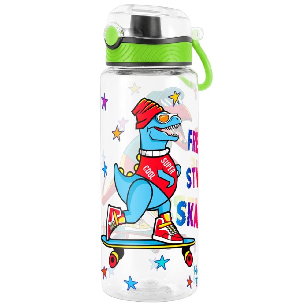 Home Tune Cute Water Bottle for School Kids Girls, BPA FREE Tritan & Leak Proof & Easy Clean & Carry Handle, 23oz/ 680ml (Skateboarding)