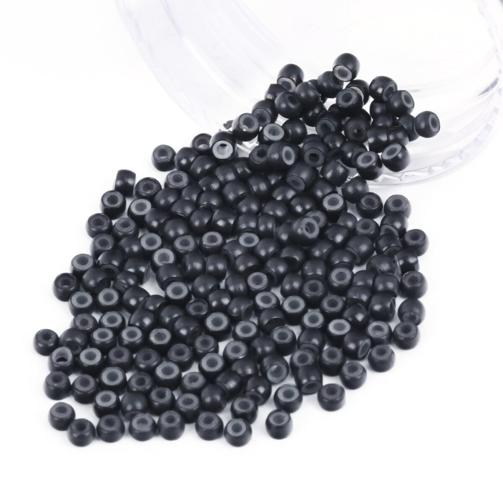 Vlasy 200Pcs Nano Rings Silicone Beads for Nano Tip Nano Ring Human Hair Extensions 5 Color Optional (Black)