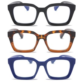 DXYXYO Reading Glasses 0.75 Women Blue Light Blocking Men Oversized Square Computer Readers 3 Pack Fashion Oprah Style