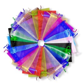 YHJZ 100PCS Organza Bags, 4x6 inches (10x15cm) Small Mesh Bags Drawstring, Jewelry Gift Pouches for Wedding, Party, Festival, Bathroom Soaps (Multicolor)