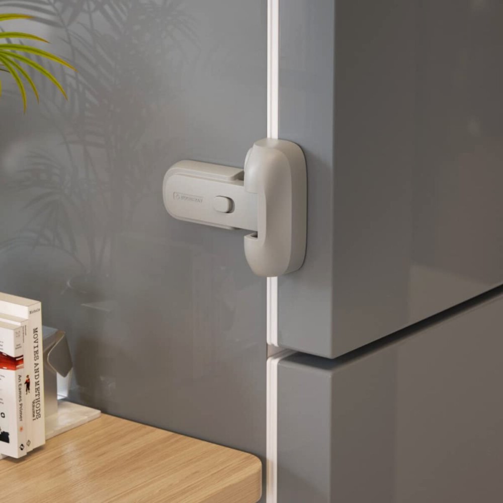 Mom\'s Choice Gold Awards Winner - EUDEMON 1 Pack Updated Child Proof Refrigerator/Fridge/Freezer Door Lock Apply to Max 1(25mm) Sealing Strip for Toddlers and Kids, no Tools Need or Drill (Grey)