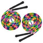 Coolrunner 16 FT Long Jump Rope(2 PACK), Double Dutch Jump Ropes, Soft Beaded Skipping for Kids Adults, Plastic Segmented Long Enough for 4-5 Jumpers(Black)